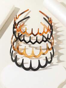 4-Piece Set Of Fashionable And Simple Plastic Tooth Comb Hair Ties With Multiple Styles To Choose From, Including Black And Amber. The Non-Slip Hair Accessory Hair Tie Is Suitable For Both Boys And Girls, Teenagers And Girls. It Is A Must-Have For Campus Life And Home Use. The Hairband Is Versatile And Fashionable For Couples. It Is Suitable For Daily Commuting, Leisure Gatherings, Beach Vacations, And Travel. It Is A Universal Beauty Accessory For Men And Women, Home, And Skincare Bathroom Use. The Hair Tie Is Non-Slip And Durable. It Is For Daily Wear And Suitable For Outdoor, Running, Yoga, Moisture-Absorbing, Elastic And Comfortable, Suitable For All Fitness Enthusiasts. Skincare And Bathroom Hair Ring. Hair Clip. Valentine's Day Date Gift. Student Back-To-School Gift. Four Seasons Universal. - 彩色 - 查看 8