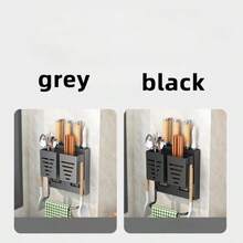 1 pieza Organizador de fregadero de plástico con soporte para jabón, tapón de drenaje, soporte para esponja, cesta de almacenamiento multifuncional resistente a la oxidación, estante montado en la pared para cocina y baño, negro/gris - Multicolor - Ver 13