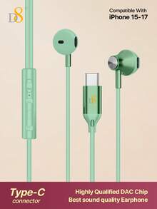 D8 Type-C 有线耳机，专为时尚女性和女孩设计，HiFi 立体声深沉低音入耳式耳机，采用 USB-C 插头，兼容 17/16 Pro/16 Pro Max/15/15 Plus/15 Pro/15 Pro Max/iPad Air 4/5/Galaxy S23/S22/S21/S20/Ultra/Note 10/20。 - 彩色 - 查看 18