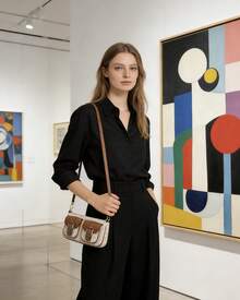 Michael Kors ZOE Lady's Handle Handbag Shoulder Purses With Flap Pocket - Apricot - View 2