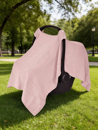 1pc Upgraded Muslin Baby Stroller Canopy, Soft Breathable Sunshade Blanket, Gray Outdoor Dust Cover, Lightweight Summer Shading, Privacy Protection, Essential For Baby Outdoor, Baby Gift