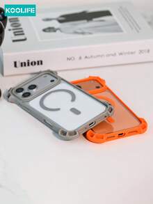 Koolife Juego de 2 piezas de funda de teléfono y correa [1 funda de teléfono a prueba de caídas de cuatro esquinas, 1 cordón desmontable], funda magnética transparente de PC+TPU con protección elevada para la lente, cordón cruzado, funda protectora anti-colisión, compatible con iPhone 13/13Pro/13ProMax/14/14Pro/14ProMax/14 Plus/15/15 Plus/15Pro/15ProMax/16/16Pro/16ProMax/17/17Pro/17ProMax - Gris - Ver 4