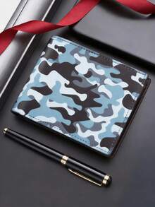 新款迷彩印花男女通用短款钱包，复古经典软皮钱包，大容量多卡位信用卡夹，男士钱包，男士礼物，情人节礼物，返校礼物 - 彩色 - 查看 12