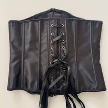 复古风女士缎面束腰带，无弹力缎面腰封，露肩系带塑形，适合新年派对、情人节和节假日穿着。