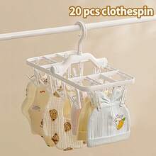 1 Pc Multifunctional Folding Clothes Drying Rack With 20/32 Clothespins,Windproof Folding Clothes Drying Rack,Small Drying Rack,Plastic Hanging Clothes Drying Rack,Suitable Fo Underwear,Towels, Baby Clothes,Hats,Scarves,Socks, Bras,Pants, Diapers - Multicolor - View 2