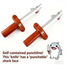 1件鲨鱼刀恶作剧玩具，逼真可伸缩塑料鲨鱼刀弹簧式搞笑玩具 - 彩色 - 查看 2