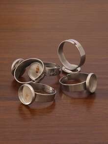 5件套18k PVD镀金不锈钢可调节戒指托，适用于直径8/10/12/14/16/18/20/25mm的玻璃凸面宝石，浮雕宝石托架，戒指底座，DIY珠宝制作用品 - DIY戒指 - 查看 7