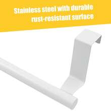 1pc Stainless Steel Towel Rack, No Drilling Required Bathroom Towel Hanger, Kitchen Rag & Glove Hanging Rod, Cabinet Door Mounted Rag Hook - Pure White - View 3