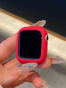 Étui de protection compatible avec Apple Watch 38/40/41/42/44/45/46/49 mm, en silicone souple et flexible, fin et léger, avec protection creuse pour Apple Watch Series Ultra/SE/11/10/9/8/7/6/5/4/3/2/1, accessoires d'étui de montre intelligent, rouge - Rouge creux - Voir 5