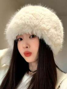 新款时尚个性化高品质男女通用仿毛皮耳罩帽，秋冬季日式大头围加厚保暖防风渔夫帽，非常显脸型