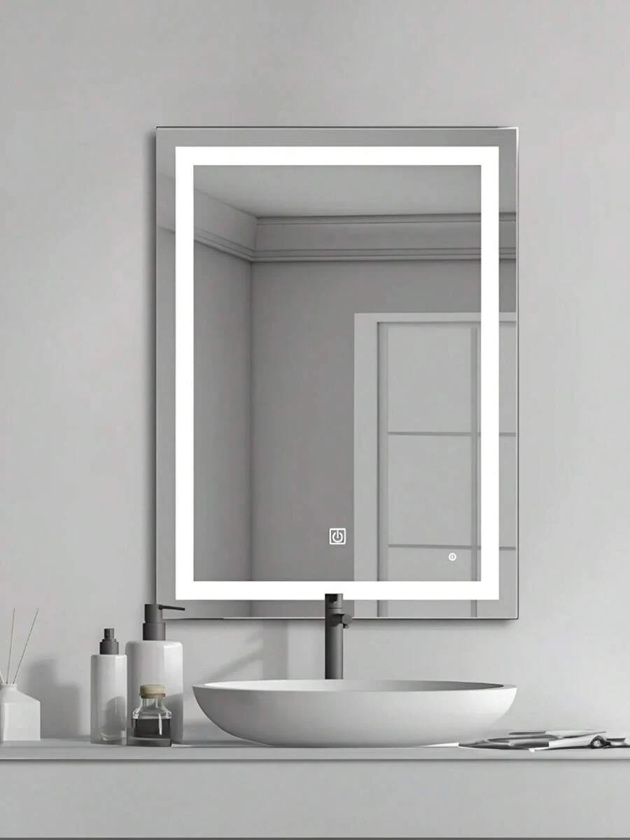 Espejo Luz Led Touch Pared Tocador Baño Vestidor 3 Luces Rectangular Con Marco - Tipo de Enchufe A USA (110-127V) - Ver 1