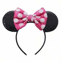 1pc Disney Minnie Mouse Ear Headband With Glitter, Suitable For Halloween, Christmas Costumes. These Mouse Ear Bows Are Perfect For Men, Women And Couples, Ideal Headband/Hair Accessory For Princess Cosplay, Birthday Celebration And Christmas Party - Multicolor - View 15