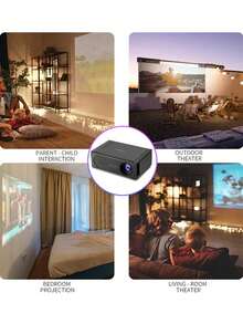 A Portable Mini Projector Native 1080P - Trapezoidal Correction Auto Quick Focus 120 Inch Big Screen Projector Compatible With IPhone/Android Phone/Laptop/TV Stick/USB For Home Theater Bedroom Office Outdoor Camping Movie Night (30000H Long Lamp Life) - Black - View 5