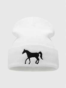 1顶小马宝莉图案刺绣几何针织帽，男女通用，冬季保暖户外嘻哈风保暖帽 - 馬 - 查看 18