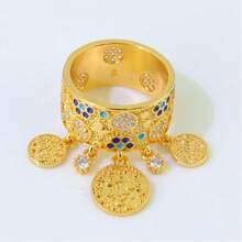 Bague de style luxueux de Dubaï plaquée or 21 carats, élégante bague de mariage islamique saoudienne, bijoux de fête d'Oman pour femmes - Bagues de mode - Voir 69