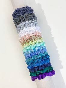 20pcs Ombre Scrunchies Set, 20 Colors Silk Pleated High-Quality Hair Ties Accessories ,Ponytail Holders ,Hair Elastics ,Hair Rubber Bands ,Hair Rope , - Multicolor - View 9