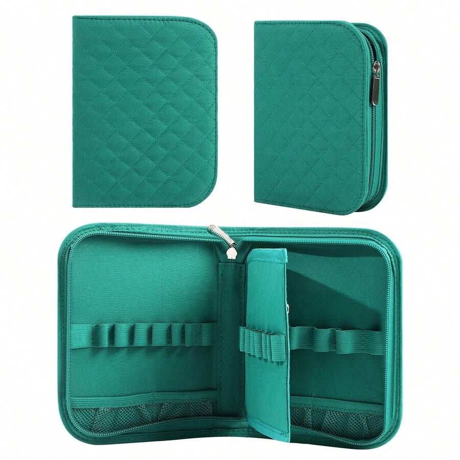 1pc Diamond Plaid Crochet Storage Bag, DIY Knitting Accessory Storage Pouch Suitable For Crochet Hooks, Sewing Supplies