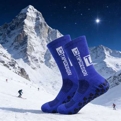 4 Pairs Women's Random Color Letter & Polka Dot Pattern Outdoor Skiing Protective Socks, Breathable Warm Elastic Sports Hiking