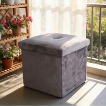 This Spacious Storage Ottoman, Which Also Serves As A Padded Footstool, Upholstered Footstool, Bedside Stool, And Shoe-Changing Stool, Is Suitable For Living Rooms, Entryways, Bedrooms, And Student Dormitories. It Is Available In 3 Sizes And 5 Colors. - Grey - View 1