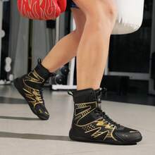 男士摔跤鞋，轻便的Sdtdid拳击鞋，采用超细纤维绒面革制成，适用于健身房、力量举重、健美、训练等。 - 黑色 - 查看 9