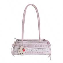 高品质时尚百搭优雅新款单肩腋下包休闲手提方包，简约复古不失精致，轻便防水，拼接收纳男女通用手提包，适合工作、上学、旅行，可调节肩带和拉链设计，学院风学生背包 - 彩色 - 查看 9