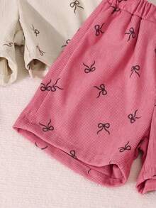 3pcs/Set Butterfly Print Girls Elastic Waist Casual Shorts, Summer Vacation Wear - Multicolor - View 7