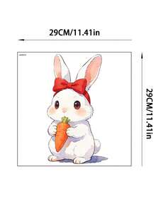 1pc Adorable Animals Window Sticker Showcasing Rabbits Eating Carrots, Fashionable Window Clings For Glass Windows That Brighten Bedrooms, Cafes, Offices And Retail Spaces. Perfect For Bunny Lovers, Decor Lovers, And As A Charming Gift For Birthdays, Festivals, Or Home Decoration Upgrades. - Light Grey - View 4