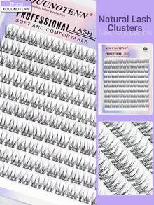 KOUUNOTENN 120片C型卷翘自然款假睫毛嫁接套装，10毫米细款假睫毛，包含胶水、封层剂和睫毛夹，DIY家用假睫毛嫁接套装 - 黑色 - 查看 4