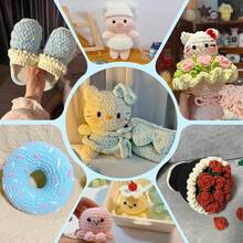 Lawkeman 2 peças/100g Fio de Veludo Premium, Fio de Crochê Macio de Poliéster, Fio Chenille Médio Grosso, 50g/Peça, Ideal para Projetos de Crochê Vibrantes, Perfeito para Artesanato de Decoração Doméstica DIY como Tricô, Crochê, Bolsas Feitas à Mão, Cestas, Mantas, Tapetes, Sapatos, Chinelos, Almofadas e Bonecas, Fio Multicolorido, Fio de Poliéster, Acessórios de Tecelagem - Multicolorido - Visão 9