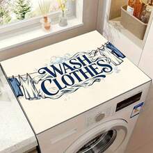 Luckybutterfly 1pc Vintage Laundry Graphic Washing Machine & Dryer Top Cover Pad, Silicone, Anti-Slip Washer Dust Cover, Kitchen Accessory, Suitable For Laundry Room, Bathroom, Home Decor And Room Decoration - Multicolor - View 5
