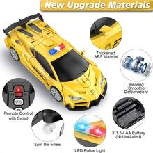 1pc Remote Control Transforming Robot Car Toy - One-Button Transformation, 360° Rotation & Drift, LED Lights, 2.4GHz 1:18 Scale RC Race Car, Suitable For 3-12 Years Old Boys/Girls As Christmas, Easter, Halloween, Thanksgiving, New Year, Birthday Gifts (Batteries Not Included) - Multicolor - View 8