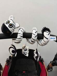 1pc Black & White Spiral Plush Doll For Baby Stroller, Soft Spiral Plush Hanging Decoration For Baby Stroller Handle, Newborn Visual Training Plush Doll With Rattle And BB Sound, Suitable As Gift For Newborn Baby - Multicolor - View 10