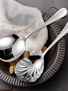 重型镜面餐具，4 件套 18/10 不锈钢方形女主人餐具套装，适用于自助餐、派对、厨房、餐厅，镜面抛光，可放入洗碗机清洗