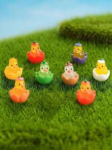 10Pcs Glow-In-The-Dark Mini Resin Ducks - Random Color Vegetable & Fruit Style Tiny Figurines For DIY Fairy Garden, Micro Landscape, Glass Container, Potted Plant, Car Interior, Party Decor & Birthday Gift - Multicolor - View 3