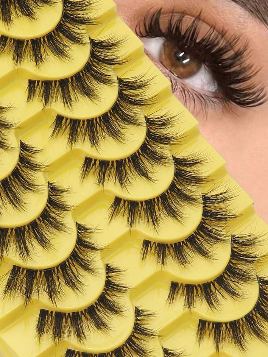 10 Pairs Clear False Eyelashes With D-Curl, Suitable For Daily And Party Makeup, Long-Lasting And Natural Eyelash Extension - Fluffy Lashes - View 1