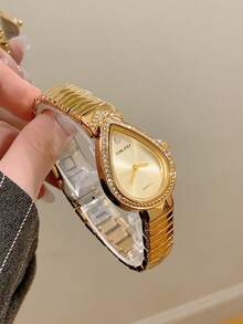 1pc Gold Women's Quartz Watch With Adjustable Strap Fashionable And Simple Suitable For Daily Matching Birthday Gifts Parties - Gold - View 1