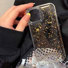1个透明金箔亮片创意手机壳，兼容 11 12 13 14 15 16 17系列，适合作为礼物送给家人、朋友以及各种节日礼物 - 無色 - 查看 2