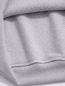 Plain Crew Neck Cotton Unisex Sweatshirt, Men's/Women's - Xám - Xem 4