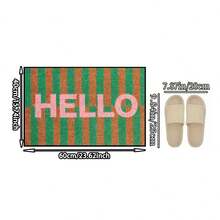 Thảm chùi chân "Hello" sọc nâu và xanh lá cây, kiểu dáng tối giản, có thể giặt được, phù hợp cho nhà bếp, phòng ăn, hành lang, phòng tắm, phòng ngủ, tiệc tùng, sân hiên, làm quà tặng, trang trí nhà cửa. - Nhiều màu - Xem 14