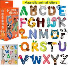 26 liter magnetycznych, odpowiednie dla dzieci w wieku 3+ lat, magnetyczne naklejki z alfabetem, zabawka z tablicą do rysowania, zabawka do nauki ortografii dla przedszkolaków, duże i małe litery alfabetu na lodówkę - Wielokolorowe - Zobacz 2