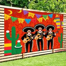 2D平面商品，1件装 - 墨西哥音乐家，手持吉他，UV印刷 - 多功能背景横幅，生日庆祝活动的理想之选 - 1pcs - 查看 5