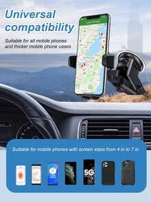 Soporte de ventosa para parabrisas de coche - Brazo retráctil con rotación de 360°, a prueba de golpes y plegable, almohadilla de silicona suave, se adapta a teléfonos de 3-6.2 pulgadas, liberación rápida con una sola mano, compatible con GPS - Soporte para teléfono - Ver 9