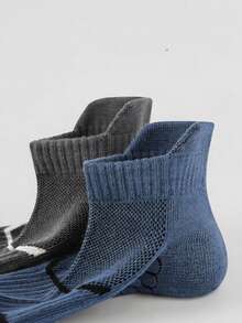 6 Pairs Men's Thin Sports Running Socks, Breathable Mesh Short Socks, Odor-Resistant & Moisture-Wicking - Grey - View 4