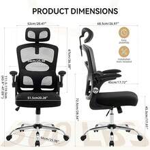 Ergonomic Office Chair With 4-Level Adjustable Lumbar Support, High Back Mesh Desk Chair With Flip-Up Arms, Base Computer Chair - Black - View 2