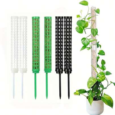 2 paquetes de juego de postes de musgo de plástico entrelazados, estacas de soporte para plantas para Monstera Deliciosa y enredaderas trepadoras