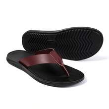 Men's Comfortable Casual Flip Flops, Fashionable Durable Lightweight Versatile Summer Sandals - Red-brown - View 5