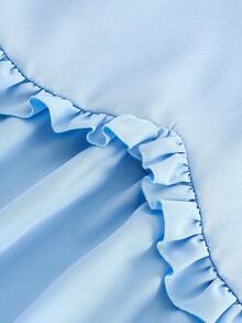 Summer Little Girl Fresh Light Blue Sleeveless Dress With Bowknot, Ruffled Hem, Sweet Princess Style - Baby Blue - View 6