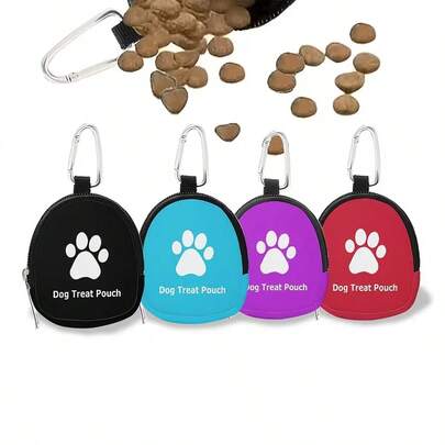 1pc Dog Paw Shaped Dog Walking Bag, Waterproof Faux Leather Zipper Storage Pouch, Multifunctional Pet Carrier