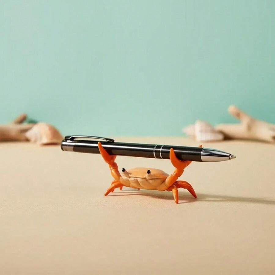 1pcs Cute Weightlifting Crab Pen Holder Funny Desk Organizer & Creative Office Decor Gift In Red Styles - 彩色 - 查看 1