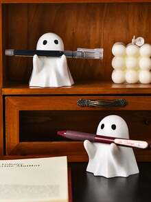 1个趣味幽灵笔筒，幽灵雕像造型，适用于办公桌收纳、学习用品收纳、化妆刷收纳，趣味桌面整理配件，办公用品礼品，办公配件 - 彩色 - 查看 8